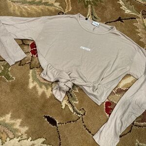 Gymshark Taupe Tie-Front Crop Top